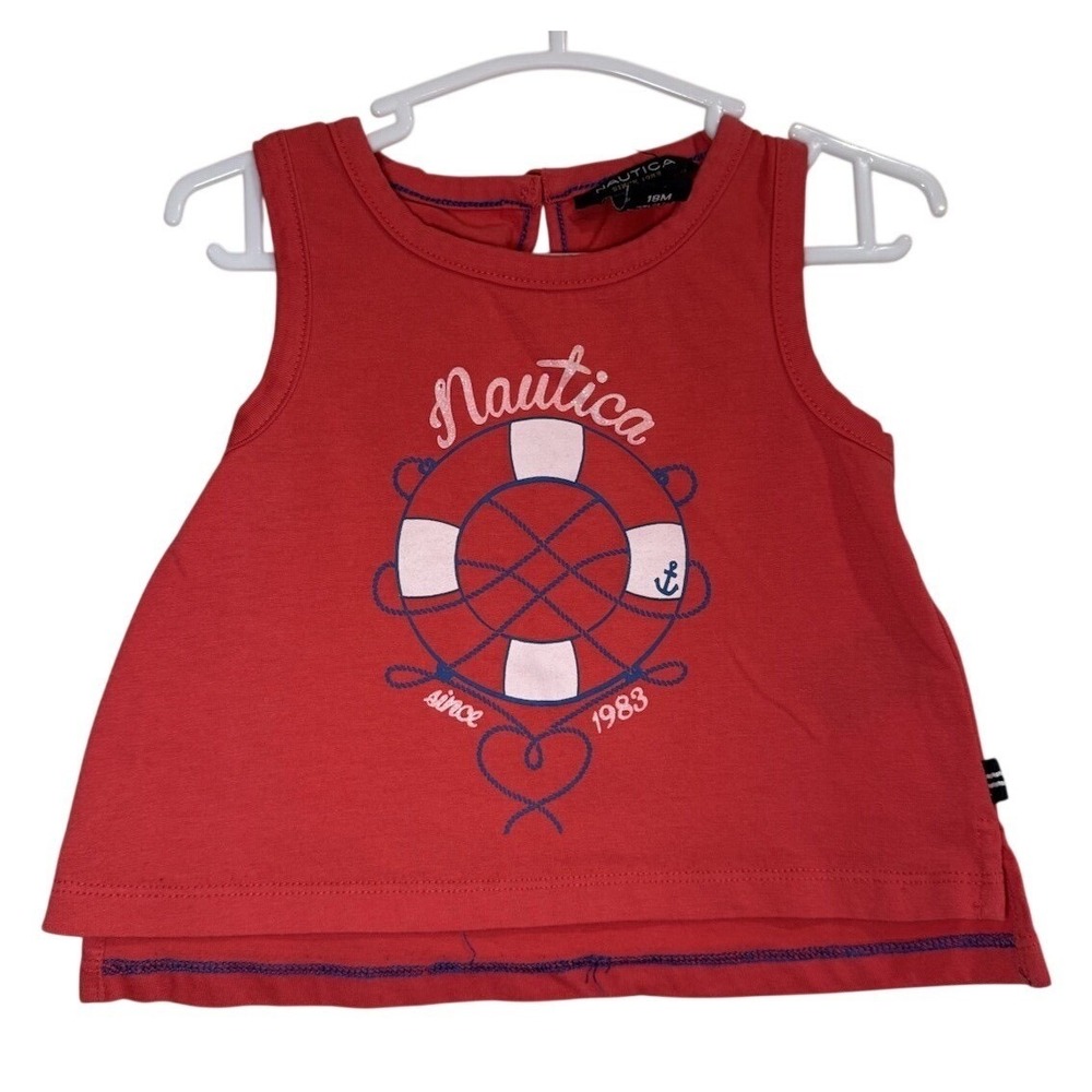 Nautica Kids Toddler 18M Coral Tank Top Sleeveless Nautical Anchor Coastal Beach